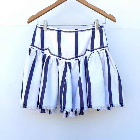 Isabel Marant Delia Denim White Jean Fringe Western Mini Skirt 2 Festival 34 - Picture 2 of 10